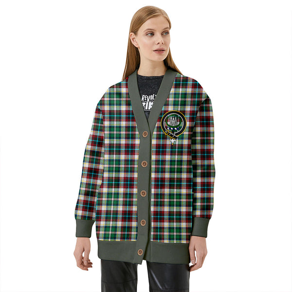 Innes of Cowie Ancient Clan Badge Tartan V-neck Cardigan