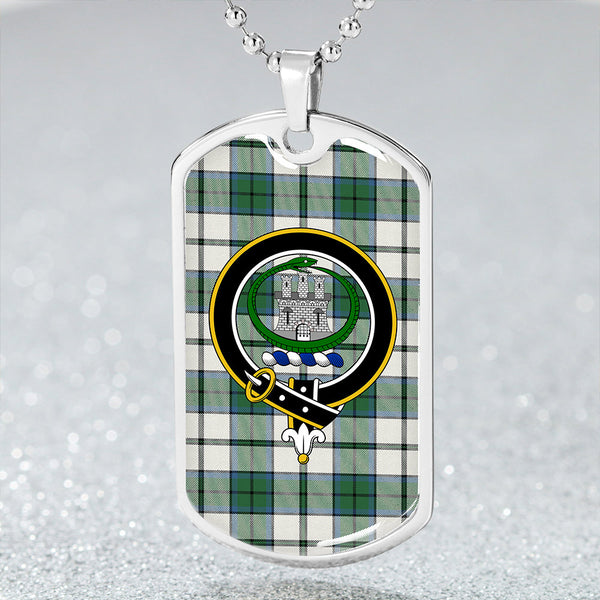 Innes Green Dress Modern Clan Badge Classic Tartan Dog Tag Necklace