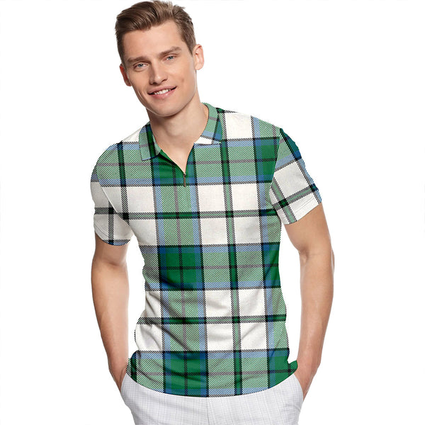 Innes Green Dress Ancient Tartan Classic Lapel Zip Short Sleeve Polo