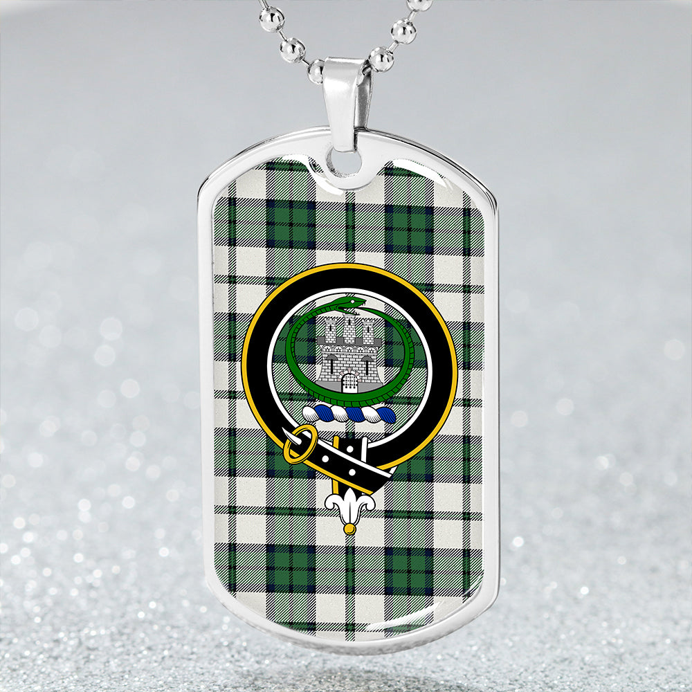 Innes Green Dress Weathered Clan Badge Classic Tartan Dog Tag Necklace