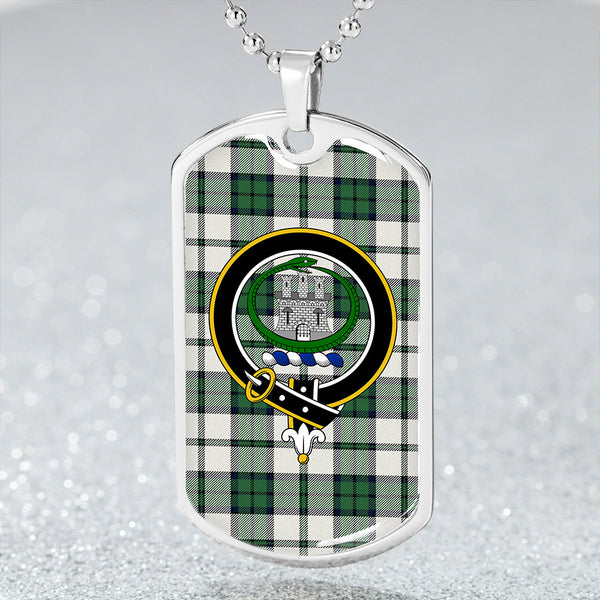 Innes Green Dress Weathered Clan Badge Classic Tartan Dog Tag Necklace