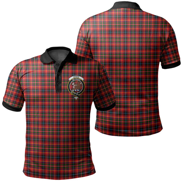 Innes Modern Tartan Crest Polo Shirt Black Neck 2 Style