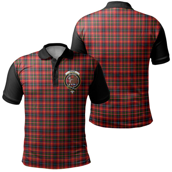 Innes Modern Tartan Crest Polo Shirt Black Neck 1 Style