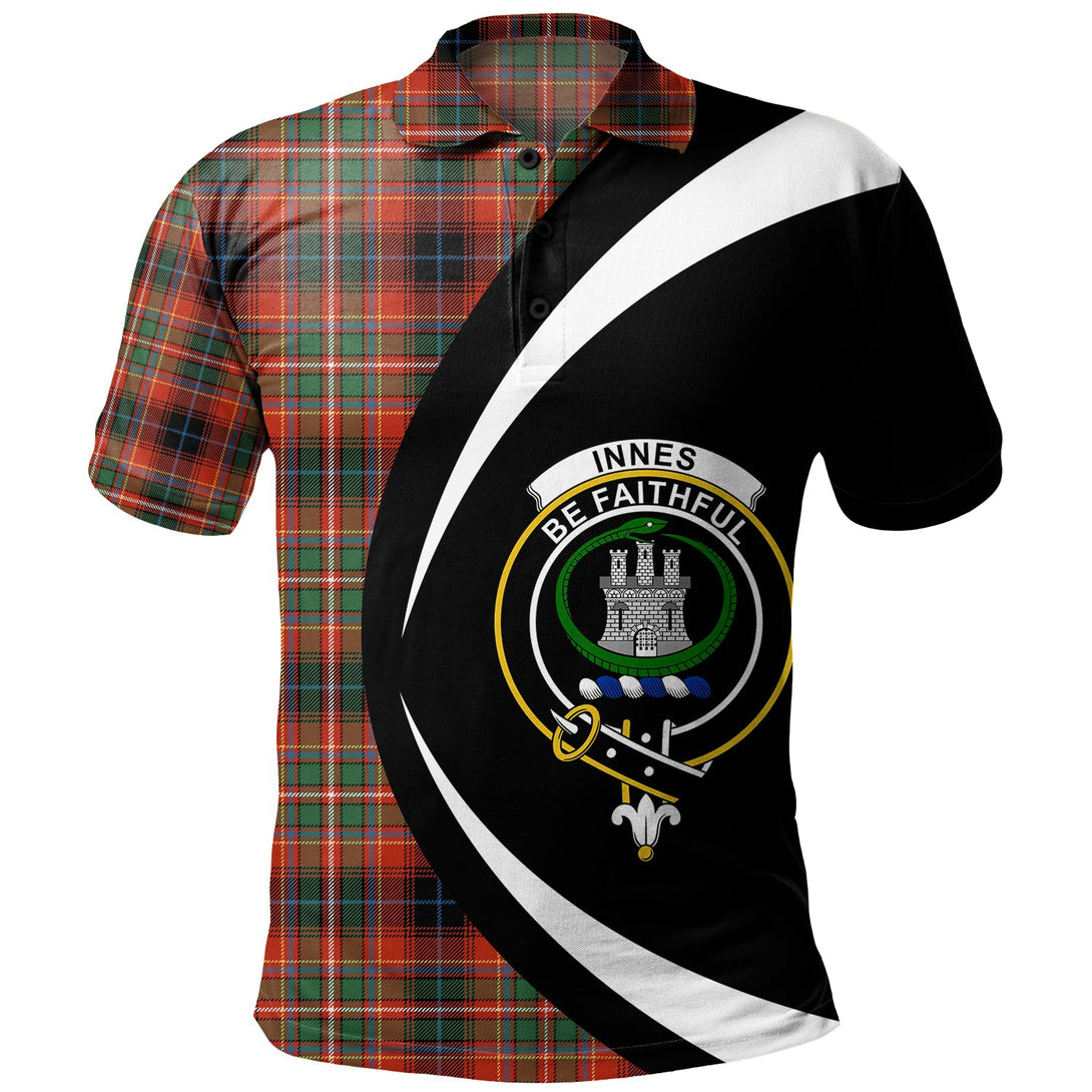 Innes Red Ancient Clan Badge Tartan Polo Shirt Circle Style Personalized