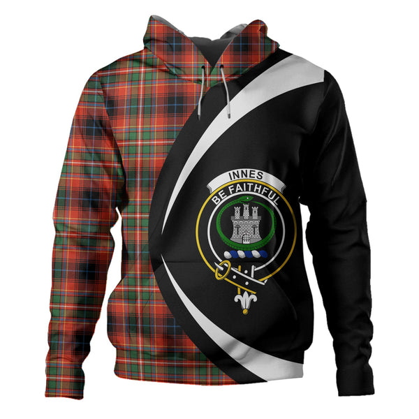 Innes Red Ancient Clan Badge Tartan Hoodie Circle Style