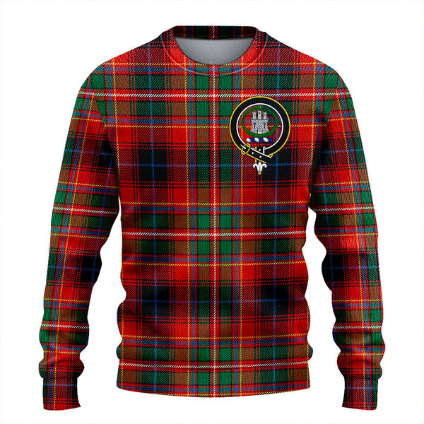 Innes Red Modern Clan Badge Tartan Knitted Sweater