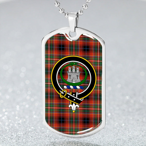 Innes Red Dress Ancient Clan Badge Classic Tartan Dog Tag Necklace