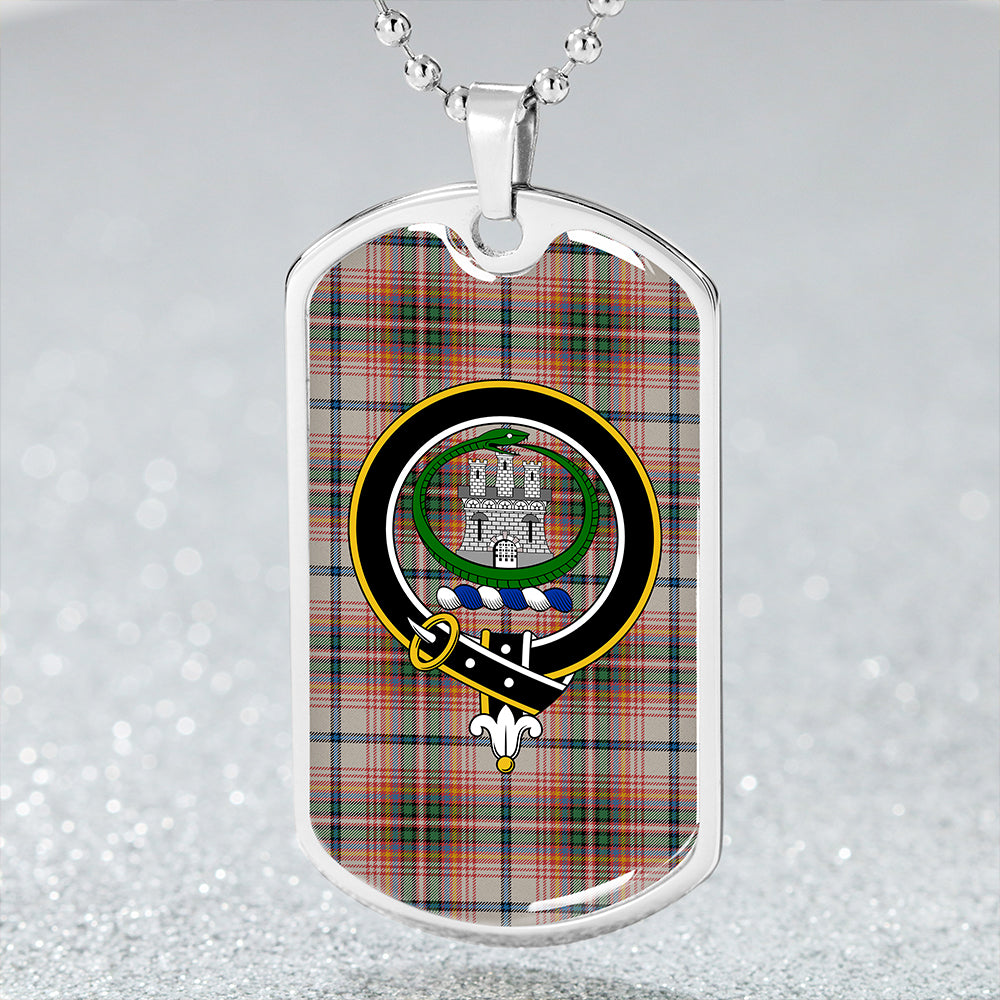 Innes Red Dress Modern Clan Badge Classic Tartan Dog Tag Necklace