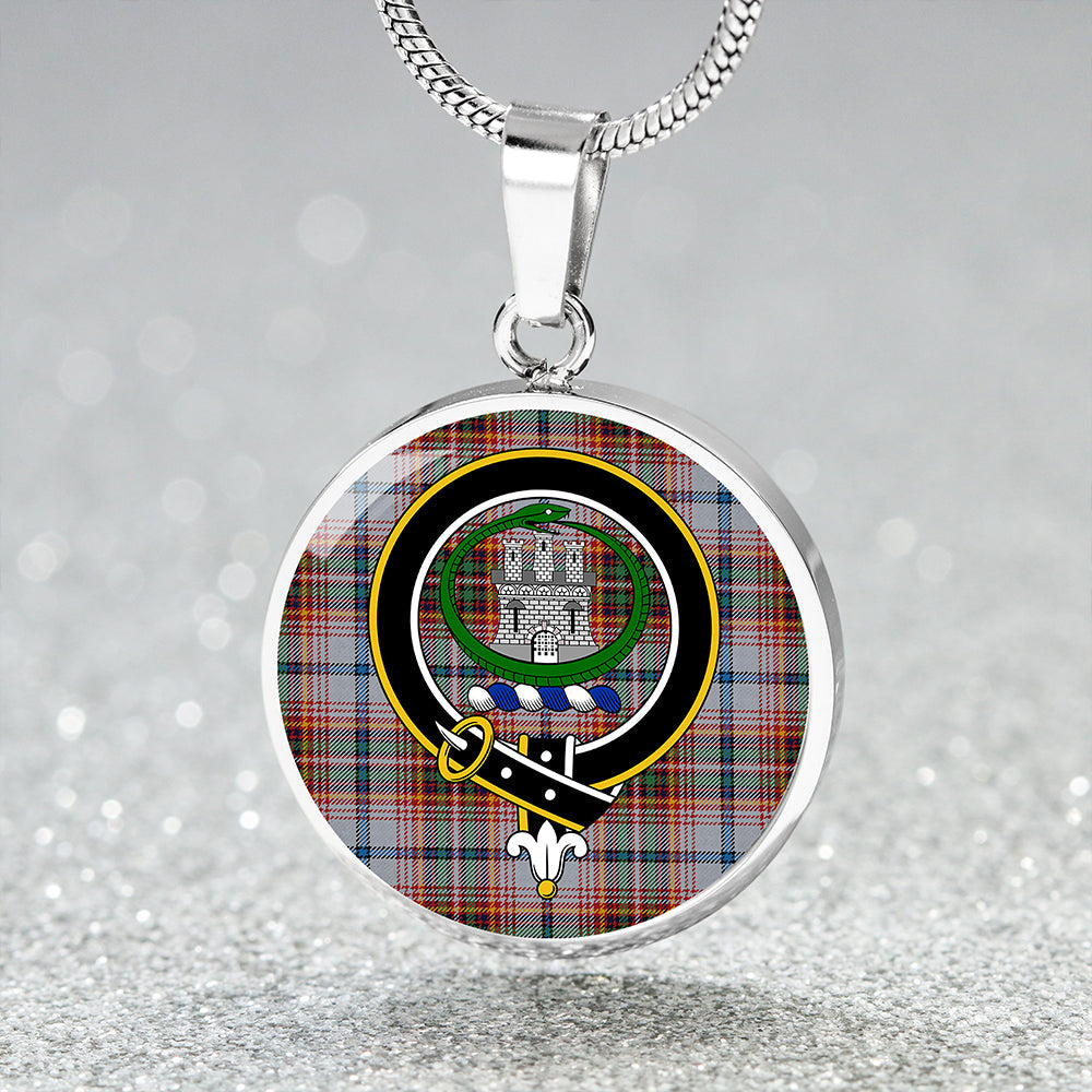 Innes Red Dress Modern Clan Badge Tartan Classic Circle Necklace