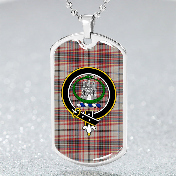 Innes Red Modern Clan Badge Classic Tartan Dog Tag Necklace