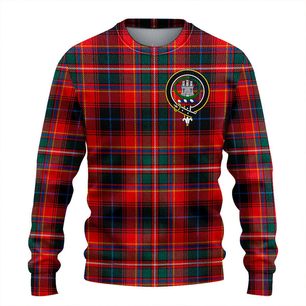 Innes Red Weathered Clan Badge Tartan Knitted Sweater