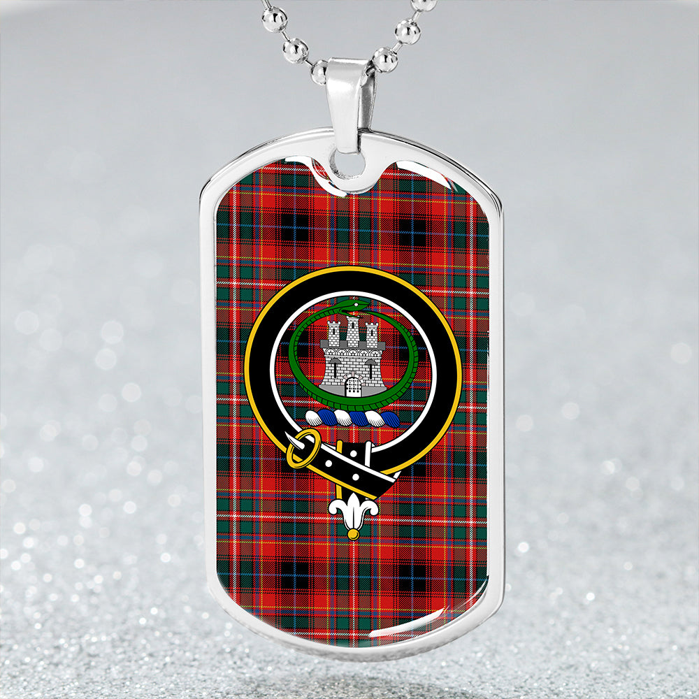 Innes Red Weathered Clan Badge Classic Tartan Dog Tag Necklace