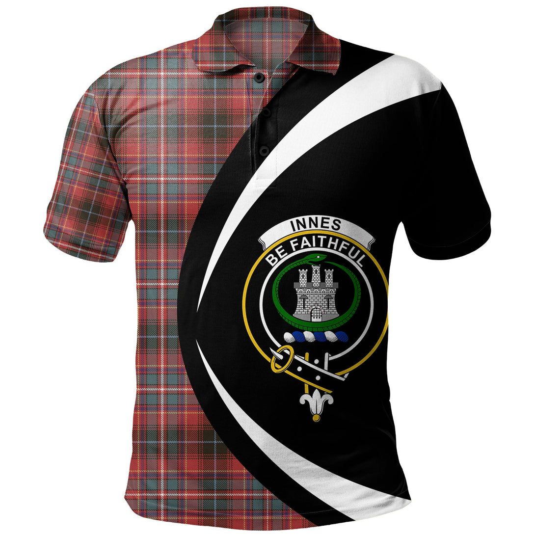 Innes Red Weathered Clan Badge Tartan Polo Shirt Circle Style Personalized