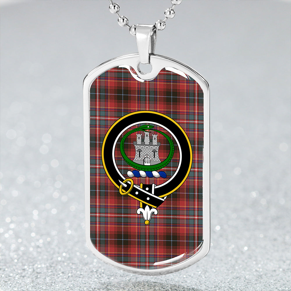 Innes Weathered Clan Badge Classic Tartan Dog Tag Necklace