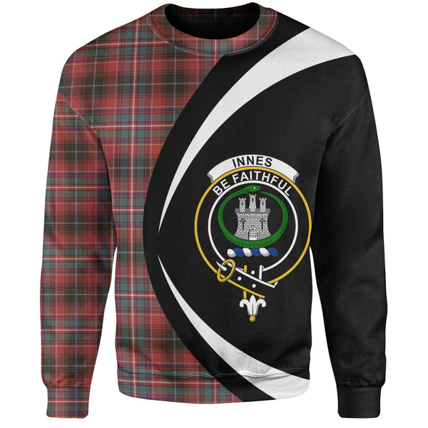 Innes Red Weathered Clan Badge Tartan Sweatshirt Circle Style Personalized