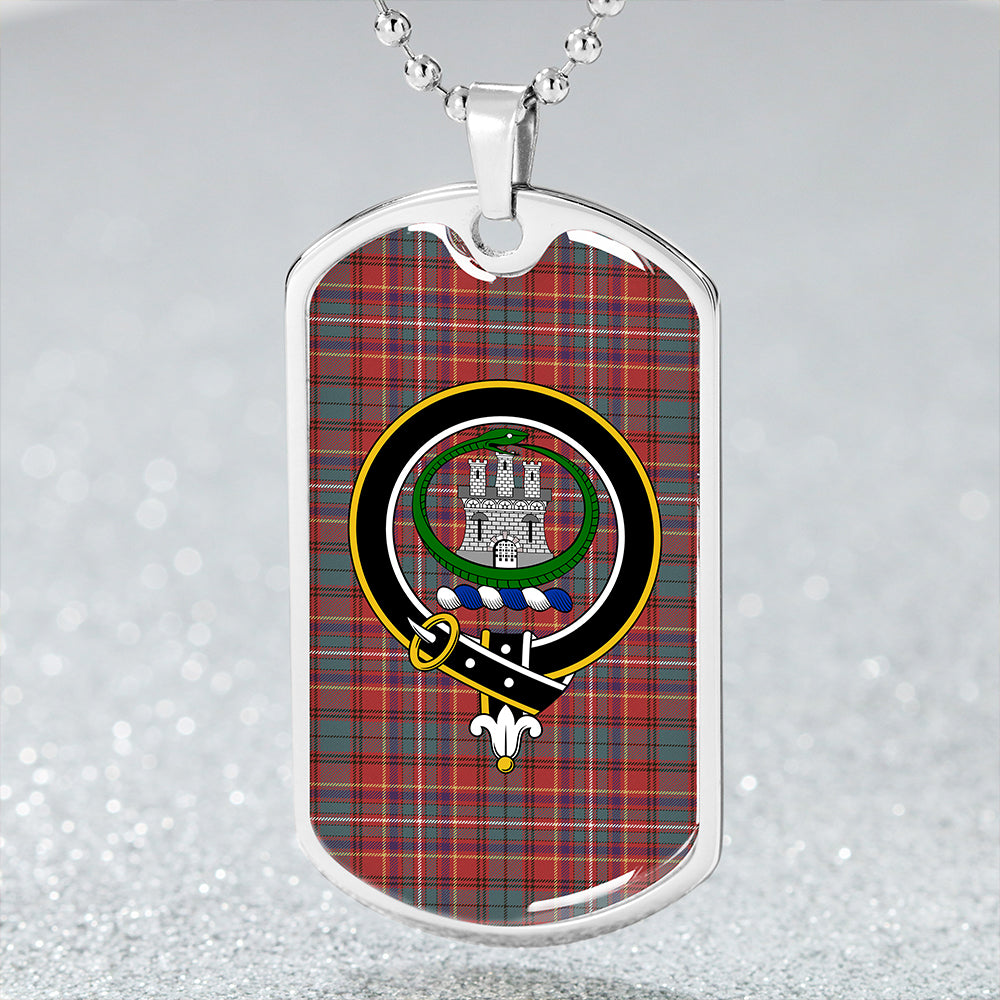 Innes Clan Badge Classic Tartan Dog Tag Necklace