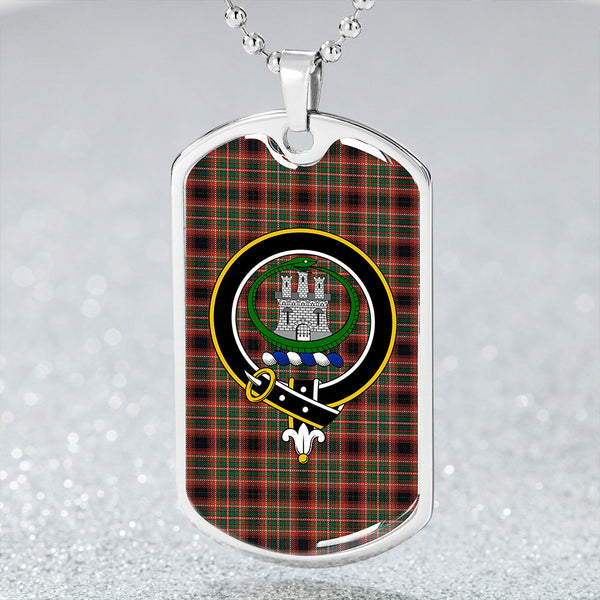 Innes of Cowie Weathered Clan Badge Classic Tartan Dog Tag Necklace