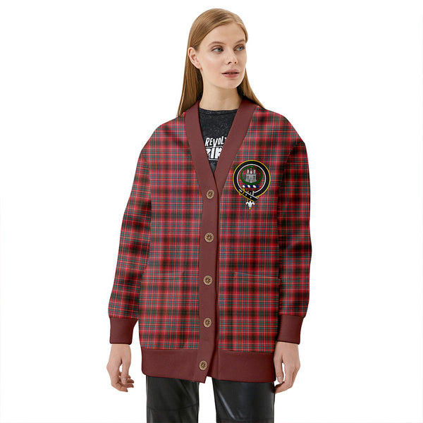 Innes Red Ancient Clan Badge Tartan V-neck Cardigan