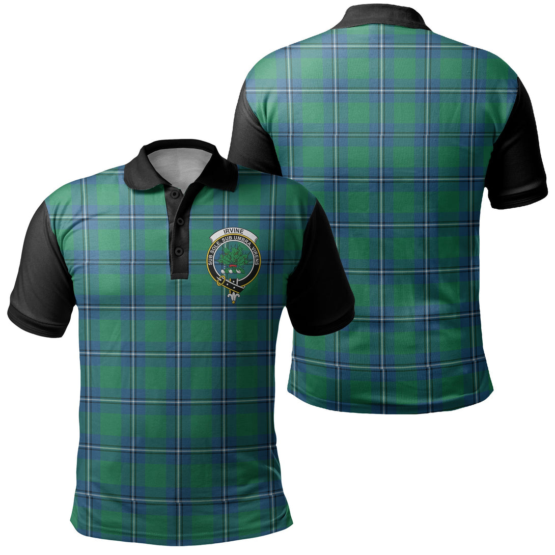 Irvine Ancient Tartan Crest Polo Shirt Black Neck 1 Style