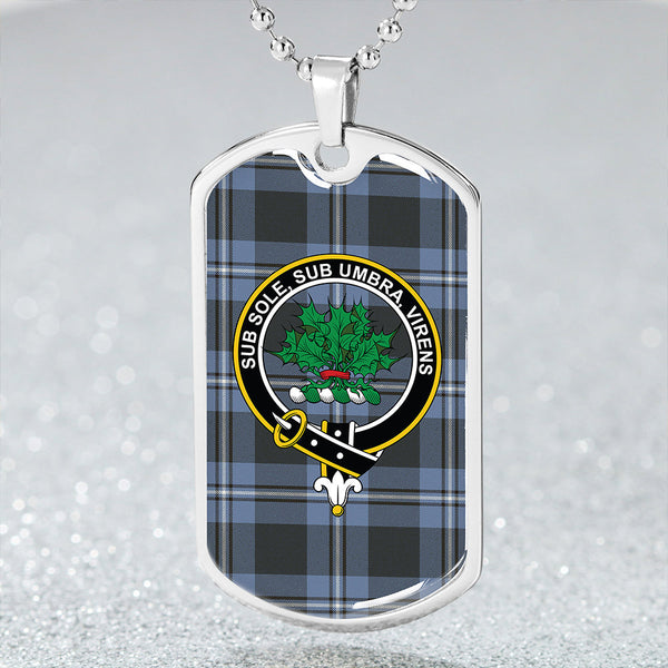 Irvine Weathered Clan Badge Classic Tartan Dog Tag Necklace