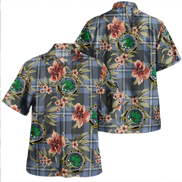 Irvine Weathered Clan Badge Tartan Aloha Hawaiian Shirt Tropical Old Style