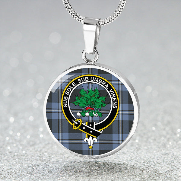 Irvine Weathered Clan Badge Tartan Classic Circle Necklace