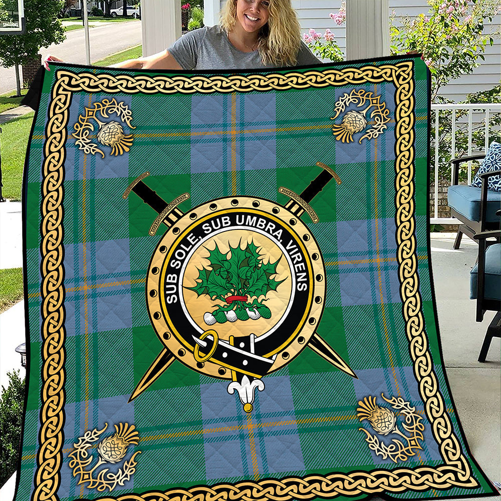 Irvine of Bonshaw Ancient Clan Badge Tartan Premium Quilt Celtic Shield ...