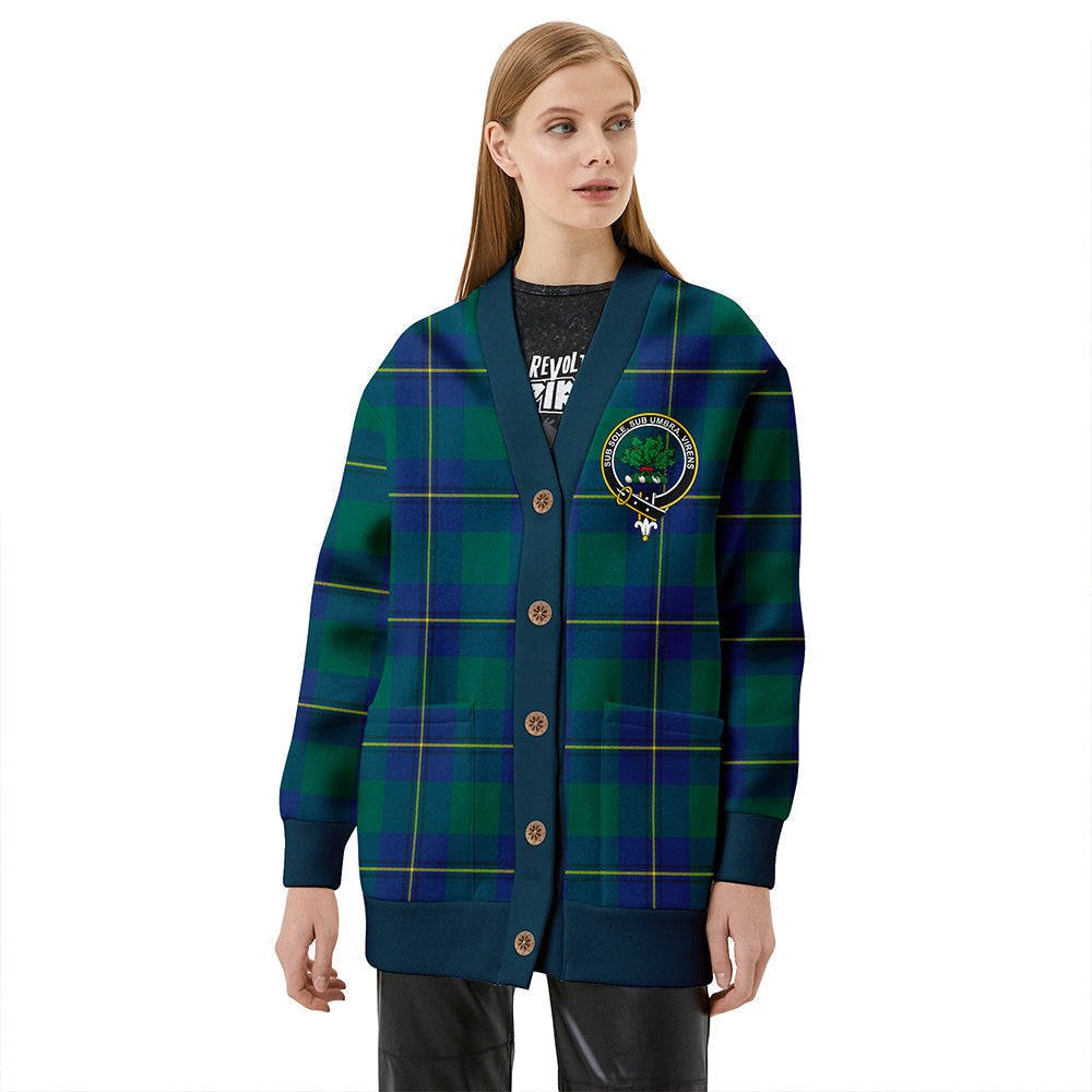 Irvine of Bonshaw Modern Clan Badge Tartan V-neck Cardigan