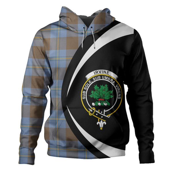 Irvine of Bonshaw Weathered Clan Badge Tartan Hoodie Circle Style