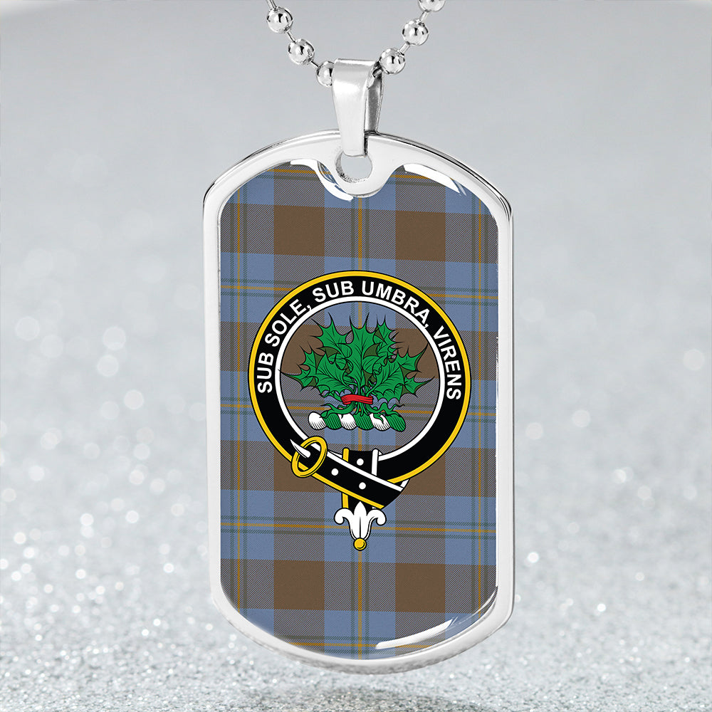 Irvine of Bonshaw Weathered Clan Badge Classic Tartan Dog Tag Necklace