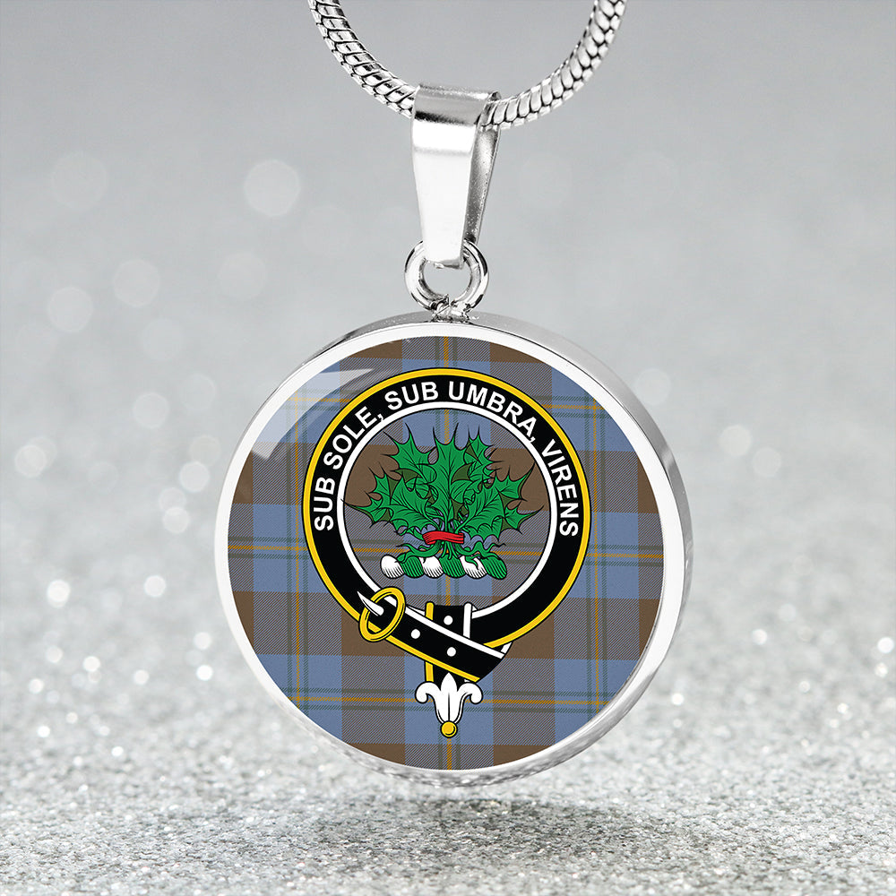 Irvine of Bonshaw Weathered Clan Badge Tartan Classic Circle Necklace