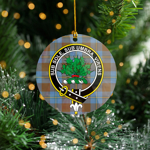 Irvine of Bonshaw Weathered Clan Badge Tartan Plastic Christmas Ornaments