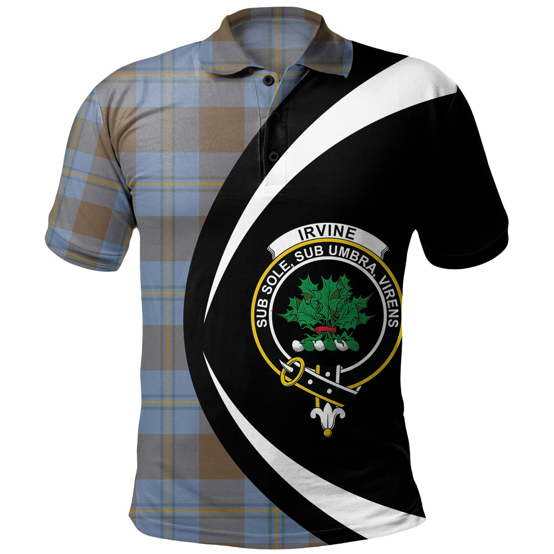 Irvine of Bonshaw Weathered Clan Badge Tartan Polo Shirt Circle Style Personalized