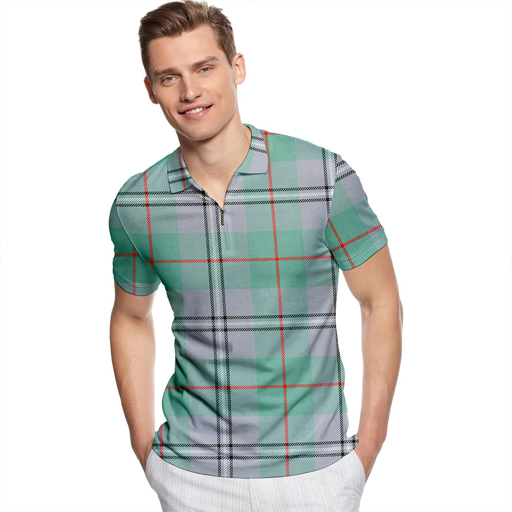 Irvine of Glentulchan Ancient Tartan Classic Lapel Zip Short Sleeve Polo