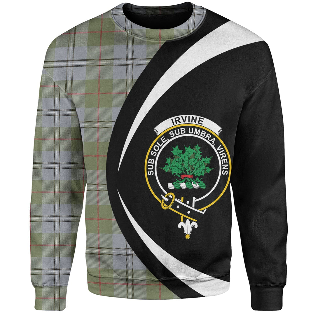 Irvine of Glentulchan Weathered Clan Badge Tartan Sweatshirt Circle Style Personalized