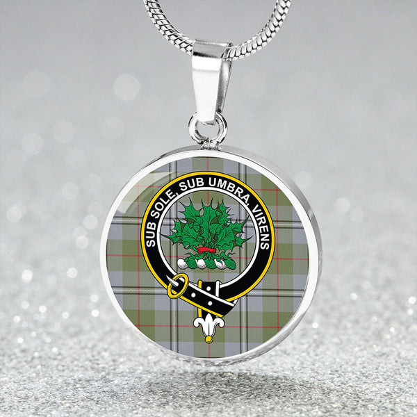 Irvine of Glentulchan Weathered Clan Badge Tartan Classic Circle Necklace