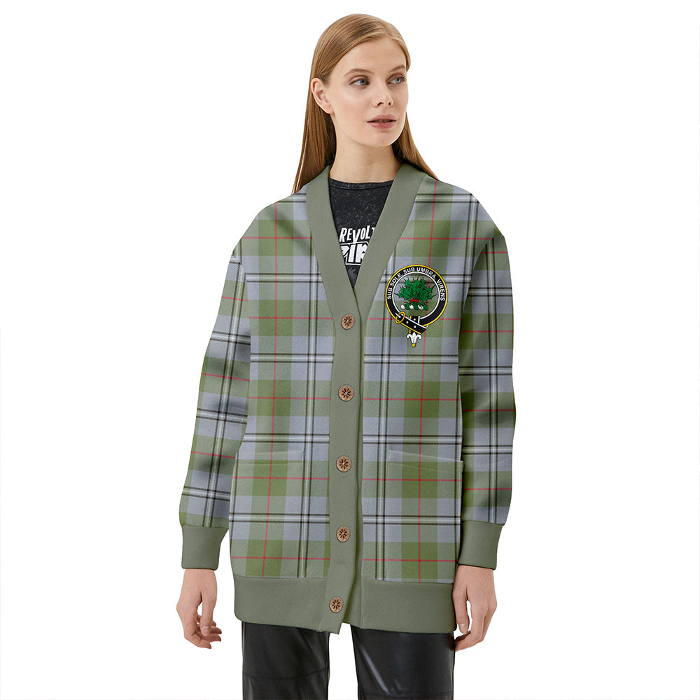 Irvine of Glentulchan Weathered Clan Badge Tartan V-neck Cardigan