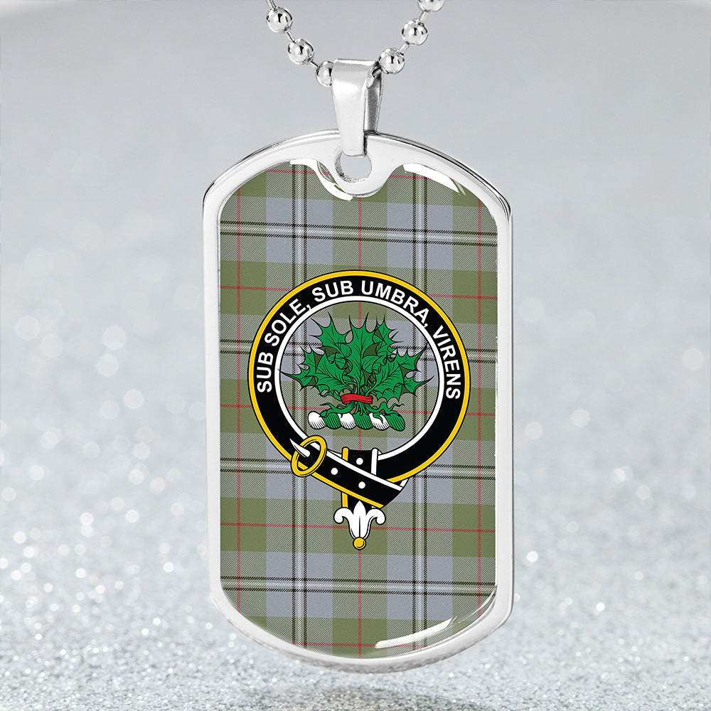 Irvine of Glentulchan Weathered Clan Badge Classic Tartan Dog Tag Necklace