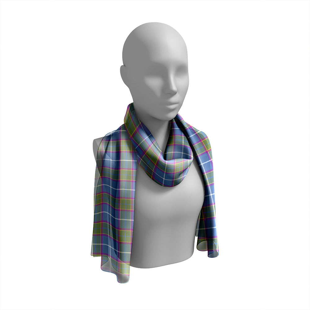 Isle of Man Manx Laxey Blue Weathered Tartan Classic Silk Habotai Long Scarf