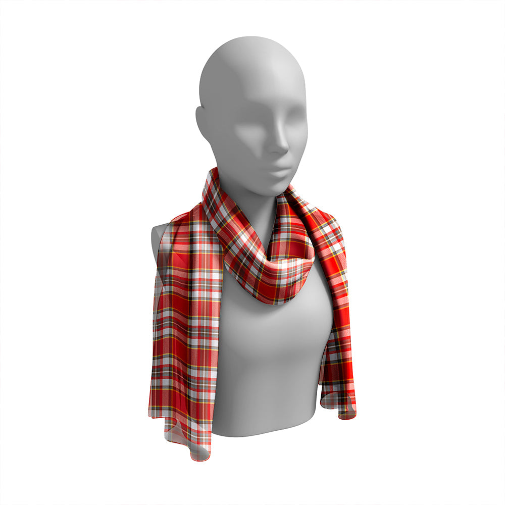 Isle of Man Manx Laxey Red Ancient Tartan Classic Silk Habotai Long Scarf