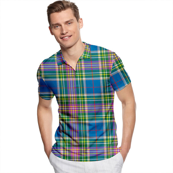 Isle of Man Manx #2 Modern Tartan Classic Lapel Zip Short Sleeve Polo