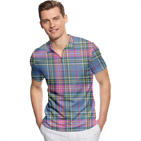 Isle of Man Manx #2 Weathered Tartan Classic Lapel Zip Short Sleeve Polo