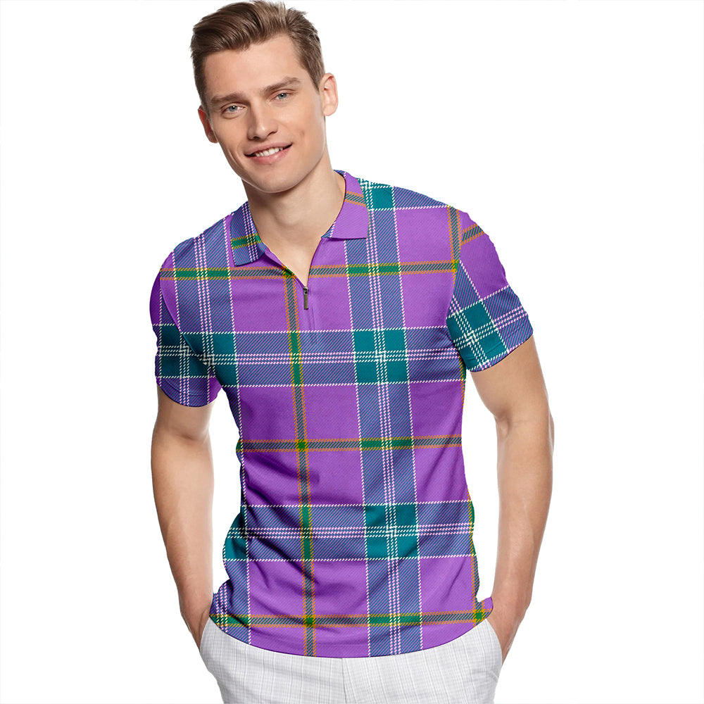 Jackson Ancient Tartan Classic Lapel Zip Short Sleeve Polo