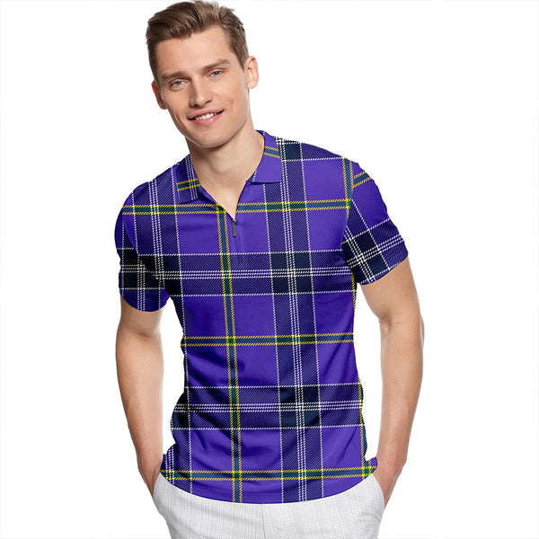 Jackson Modern Tartan Classic Lapel Zip Short Sleeve Polo