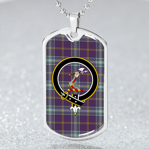 Jackson Weathered Clan Badge Classic Tartan Dog Tag Necklace