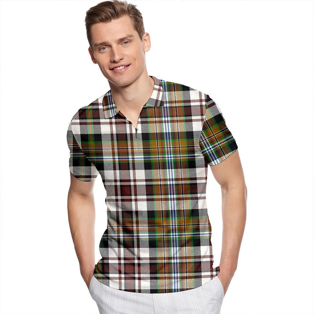 Jacobite Dress Modern Tartan Classic Lapel Zip Short Sleeve Polo