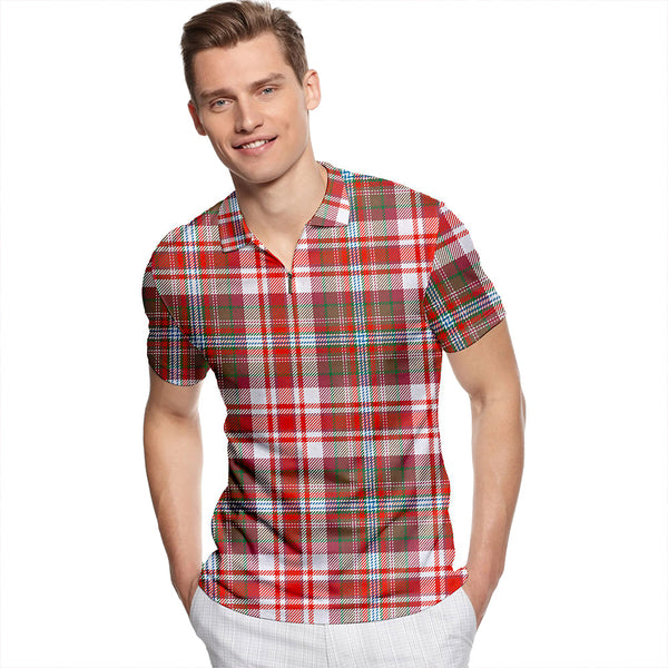 Jacobite Dress #2 Ancient Tartan Classic Lapel Zip Short Sleeve Polo