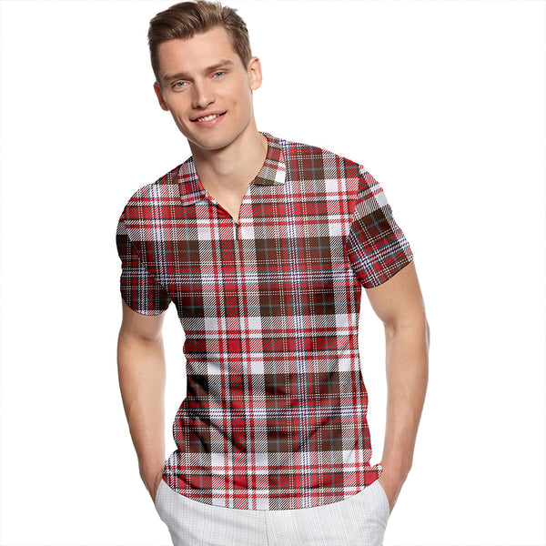 Jacobite Dress #2 Weathered Tartan Classic Lapel Zip Short Sleeve Polo