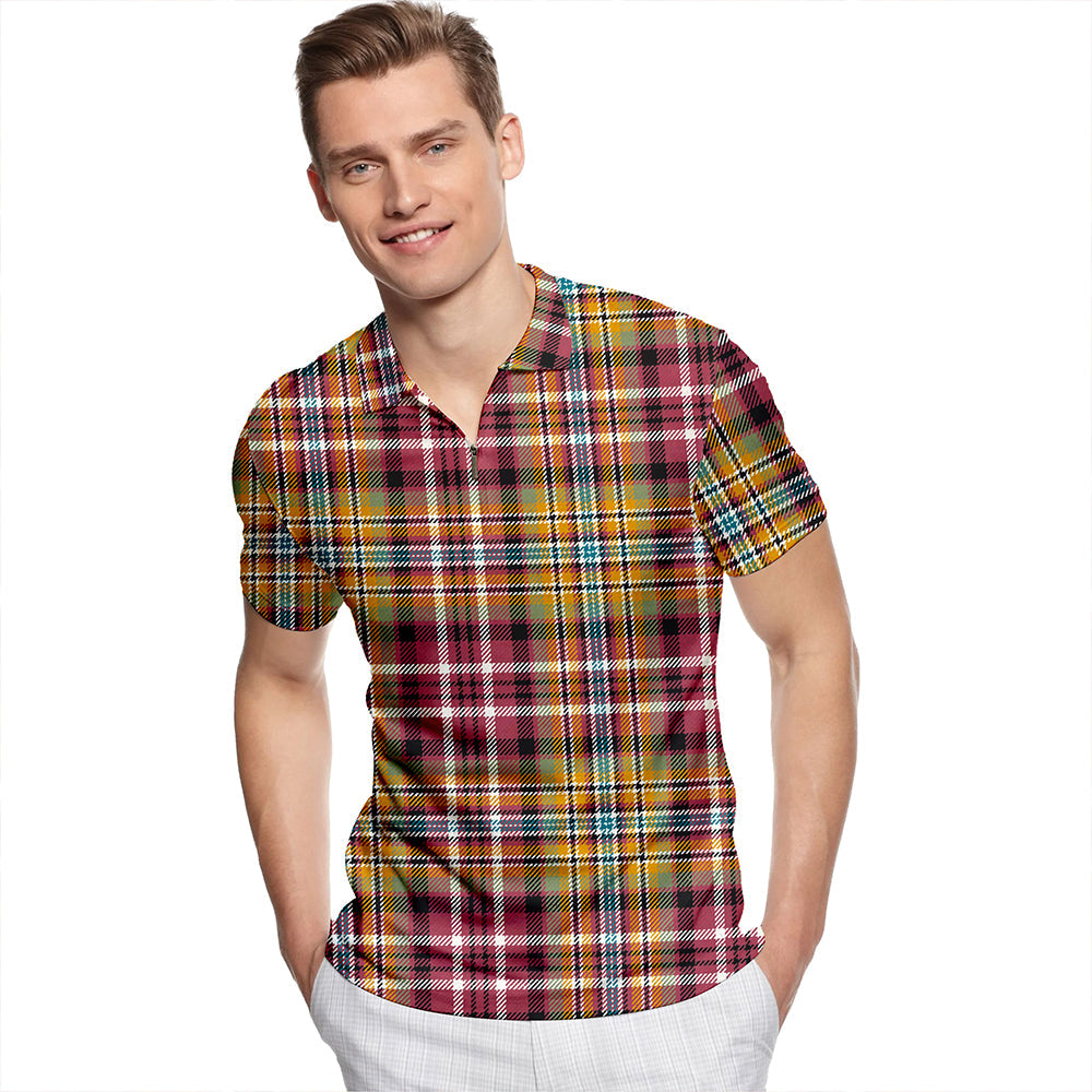 Jacobite Old Ancient Tartan Classic Lapel Zip Short Sleeve Polo