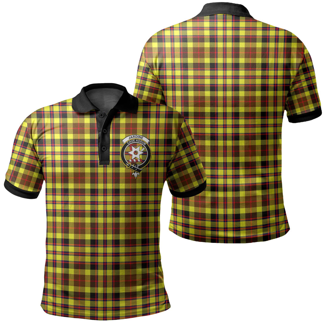 Jardine Tartan Crest Polo Shirt Black Neck 2 Style